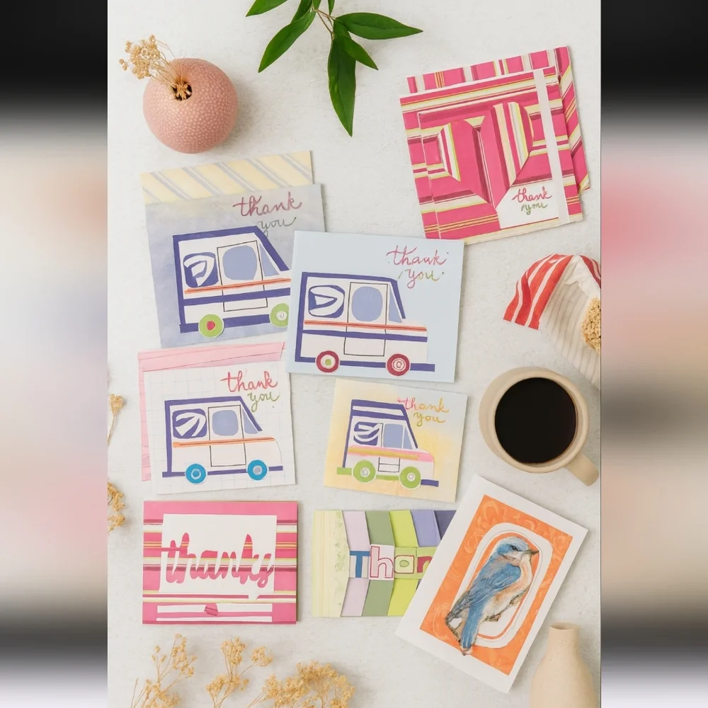 Handmade Thank You Cards Set (8) – Colorful Stationery Bundle – Ready to Ship●